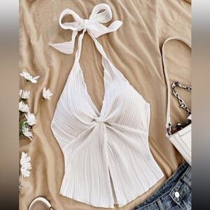 SHEIN White Halter Tank Top